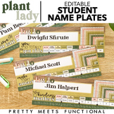 Boho Plant Student Name Plates - Nametags - Editable - PowerPoint