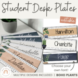 Boho Plants Student Desk Plates | Editable Rustic Classroom Decor