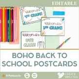 Boho Postcards for Back to School - Editable
