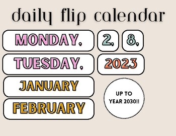 Preview of Boho Printable Flip Calendar
