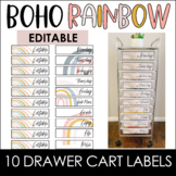 Boho Rainbow 10 Drawer Cart Labels Editable