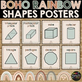Boho Rainbow 2D and 3D Shape Math Posters Classroom Décor 