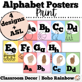 Boho Rainbow ASL Print Alphabet Posters | Classroom Decor