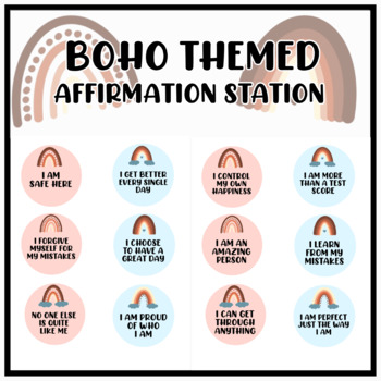 Preview of Boho Rainbow Affirmation Station