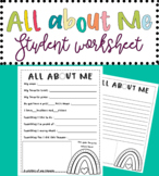 Boho Rainbow All about me student survey editable Back to 