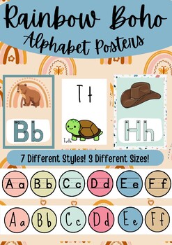 Preview of Boho Rainbow Alphabet Posters! Seven Different Styles!