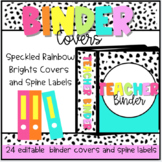 Boho Rainbow BRIGHTS Speckled Binder Covers and Spine Labels