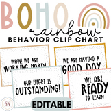 Boho Rainbow Behavior Clip Chart | Editable