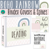 Boho Rainbow Binder Covers and Spines EDITABLE Calming Col