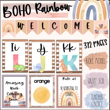 Preview of Boho Rainbow Birthday Display Classroom Decor Freebie
