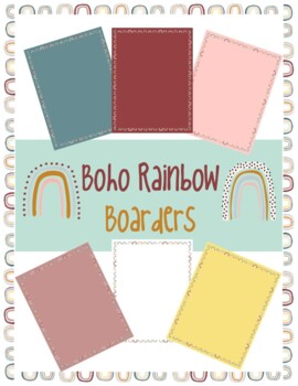 Preview of Boho Rainbow Boarders | Modern Boho Colors | For Meet the Teacher & Worksheets