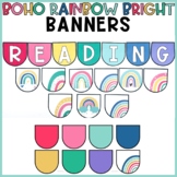 Boho Rainbow Bright Classroom Decor Banners | Editable Banners