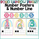 Boho Rainbow Bright Classroom Decor Number Posters and Num