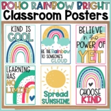 Boho Rainbow Bright Classroom Decor Posters | Classroom Posters