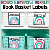 Boho Rainbow Bright Classroom Library Labels | Book Bin Labels