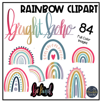 Boho Rainbow | Bright Edition | Bright Rainbow | Boho Clipart | TpT