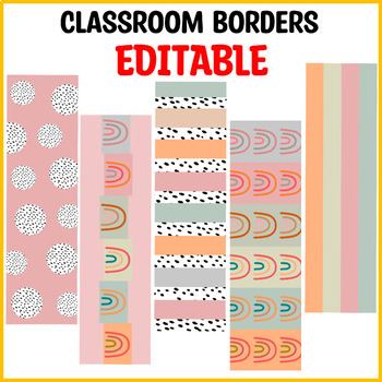 Preview of Boho Rainbow Bulletin Board Borders, Classroom Borders, Border Trims