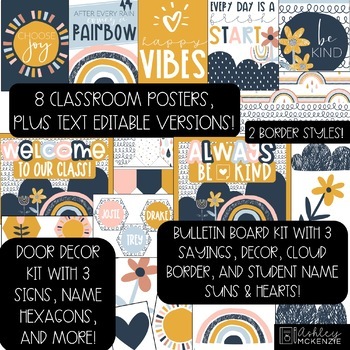 Geometric Boho Theme Bulletin Board Letters and Numbers