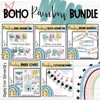 Preview of Boho Rainbow Bundle | Classroom Decor Pack