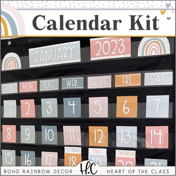 Preview of Boho Rainbow CLASSROOM CALENDAR | EDITABLE