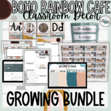 Boho Rainbow Café Classroom Decor Theme Set | GROWING BUNDLE