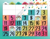 Boho Rainbow Calendar Set poster board sized editable mont