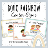 Boho Rainbow Center Signs - Classroom Decor