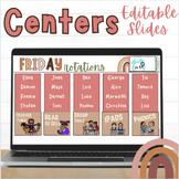 Boho Rainbow Centers Slides | ELA Rotations | Editable in Google