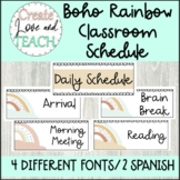 Boho Rainbow Class Schedule English Spanish