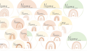 Preview of Boho Rainbow Class Student Name Tags Labels