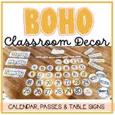 Boho Rainbow Classroom Calendar Decor - Yearly calendar & Passes