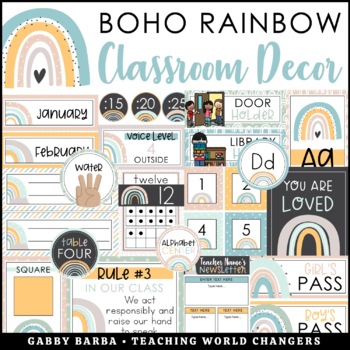 Boho Rainbow Classroom Decor by Teaching World Changers - Gabby Barba