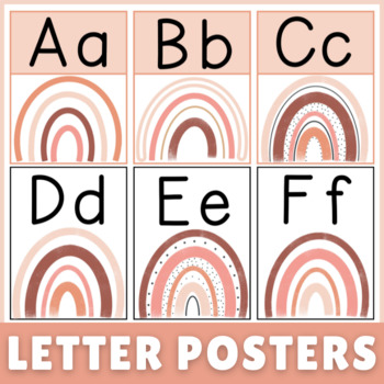 Preview of Boho Rainbow Classroom Decor Alphabet Posters