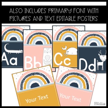 Boho Rainbow Classroom Decor Alphabet Posters Editable By Ashley