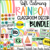Boho Rainbow Classroom Decor BUNDLE Soft Calm and Happy