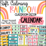 Boho Rainbow Classroom Decor CALENDAR SET Soft Calm and Happy