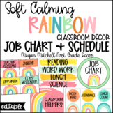 Boho Rainbow Classroom Decor JOB CHART & SCHEDULE Soft Cal