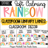 Boho Rainbow Classroom Decor LIBRARY BOOK LABELS Soft Calm