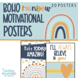 Boho Rainbow Classroom Decor: Motivational Posters