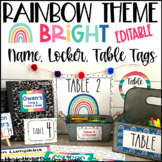 Boho Rainbow Classroom Decor Name Tags, Locker Tags, Table
