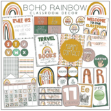 Boho Rainbow Classroom Decor Bundle | EDITABLE