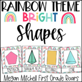 Boho Rainbow Classroom Decor Shape Posters  Bright