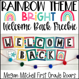 Boho Rainbow Classroom Decor Welcome Sign  FREEBIE Bright