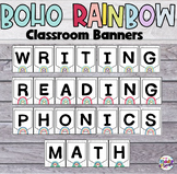 Boho Rainbow Classroom Decor - Writing and Reading Banners