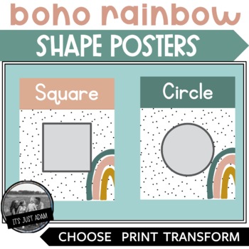 Preview of Boho Rainbow Classroom Decor  l  Boho Rainbow Shape Posters