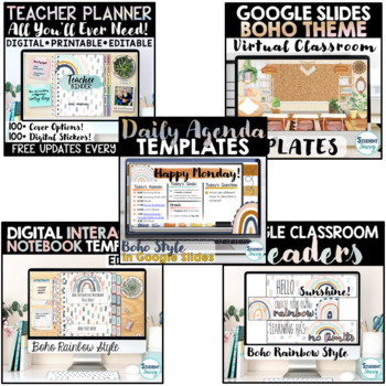 Boho Rainbow Classroom Digital Bundle | Google Classroom Headers Daily ...