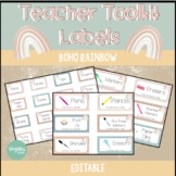 Boho Rainbow Classroom Labels Bundle