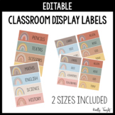 Boho Rainbow Classroom Labels Editable
