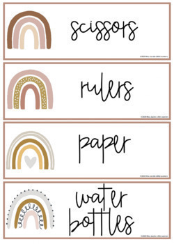 Download Modern Boho Rainbow Classroom Labels Bundle Editable Neutral Rainbow Decor