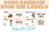 Boho Rainbow Classroom Library Book Bin Labels-EDITABLE